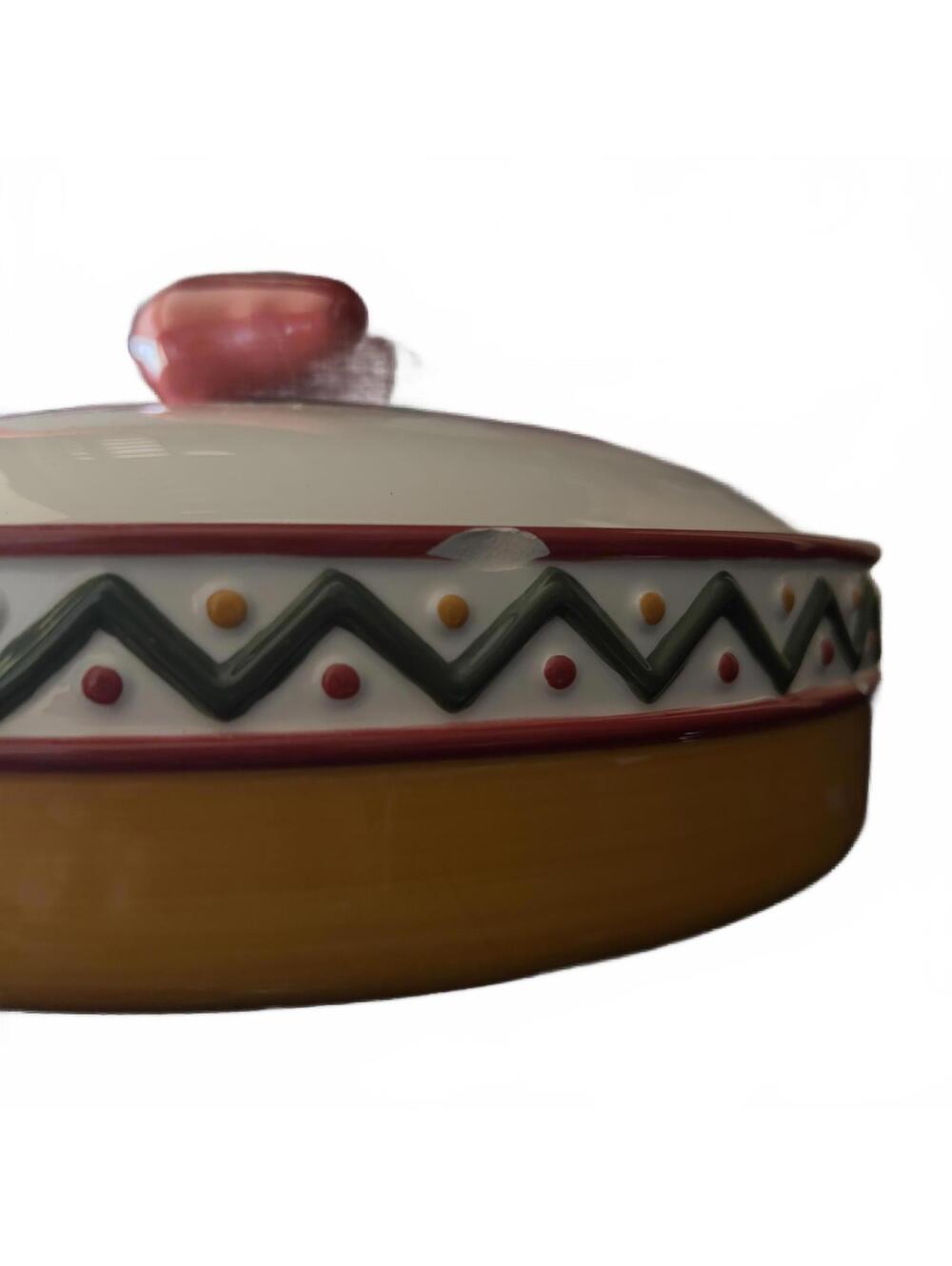 Covered Ceramic Tortilla Warmer W/Chili Pepper Handle